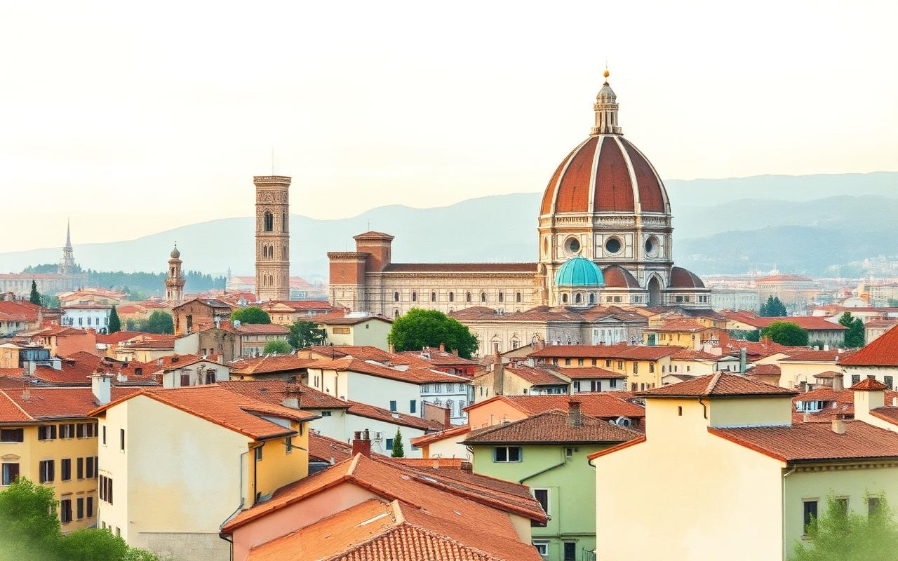 Florence Duomo over Tuscan rooftops